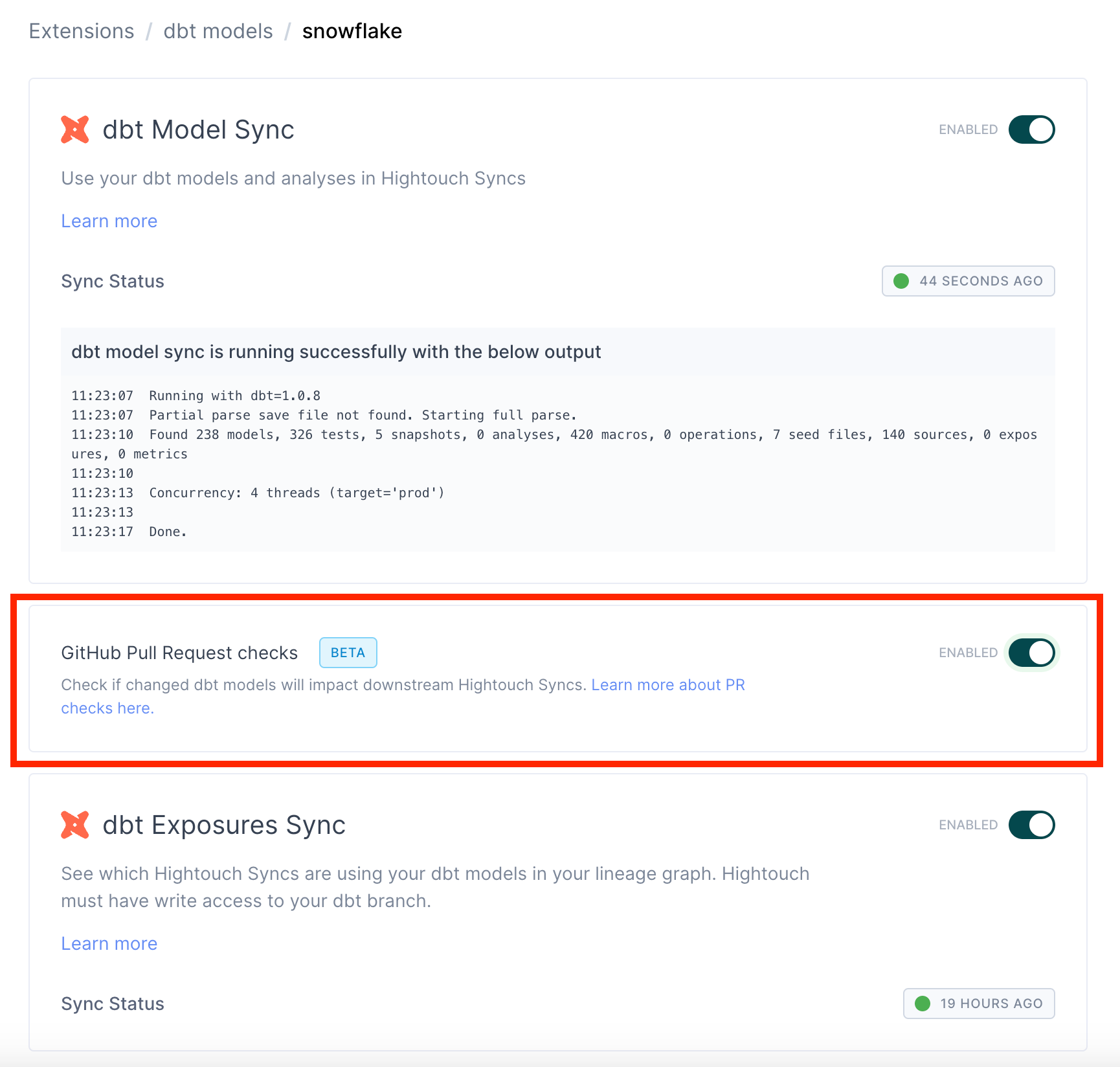 Enabling dbt Exposures in Hightouch