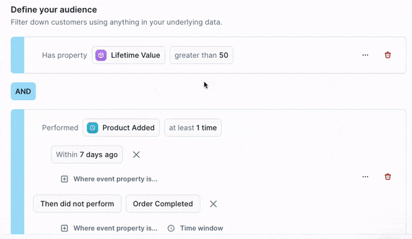 Percentile filters in Customer Studio's audience builder