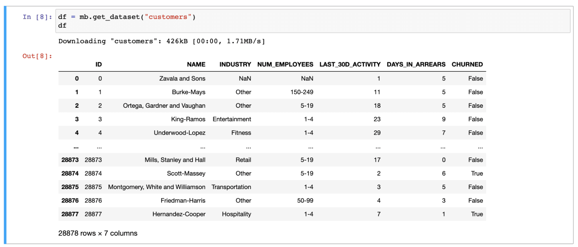 Modeblbit Dataframe