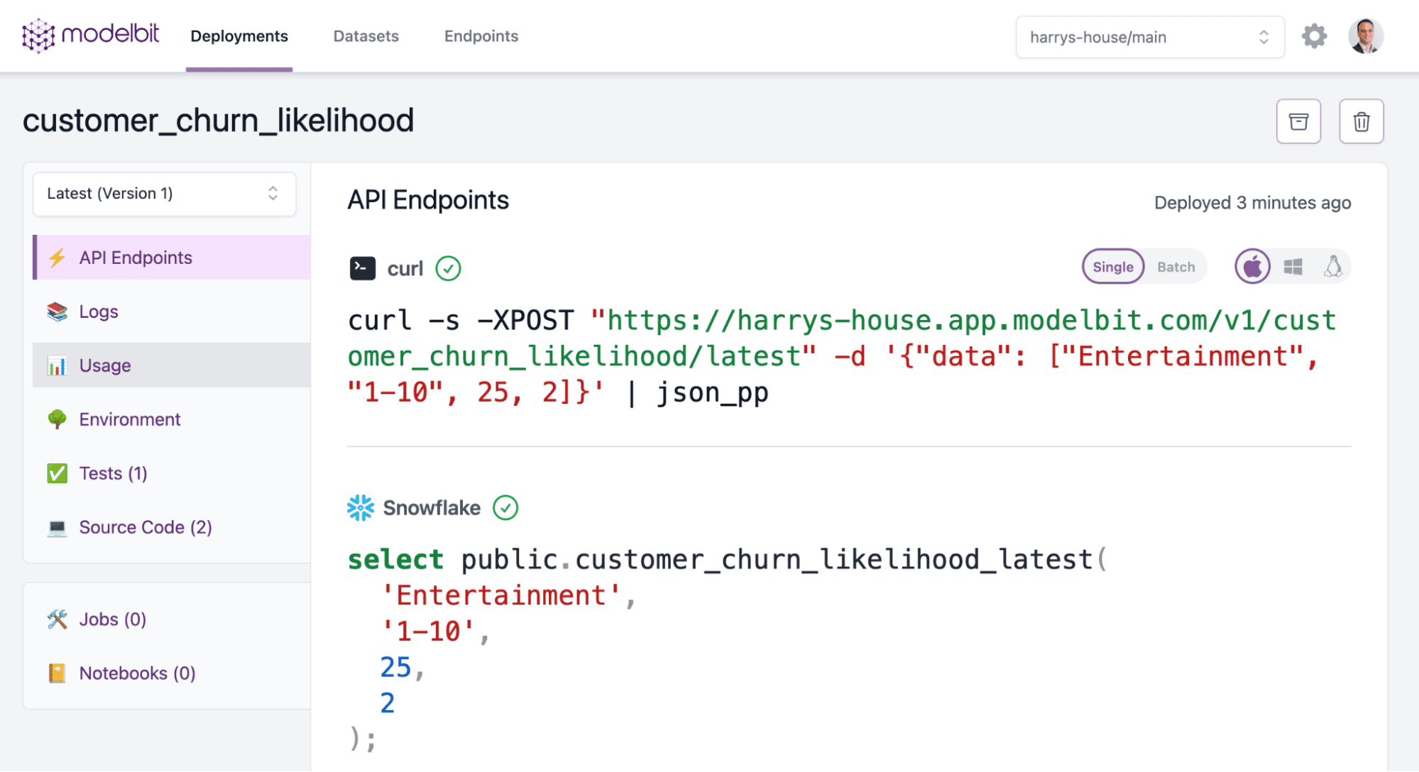 Modelbit churn likelihood