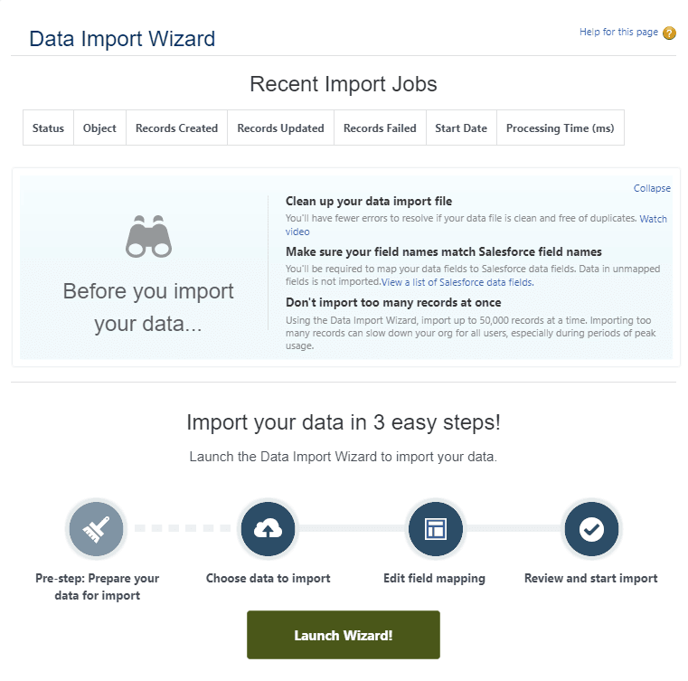 image of Data Import Wizard user interface