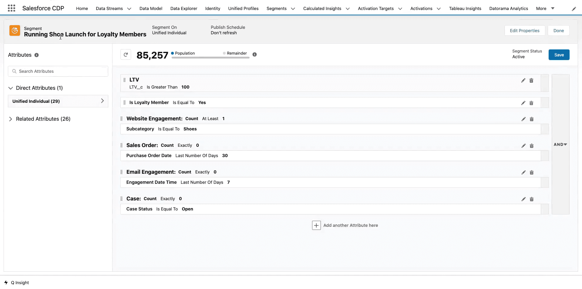 Salesforce CDP segment builder