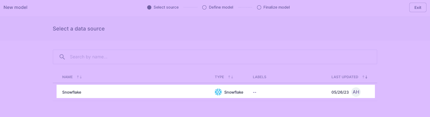 Model data source