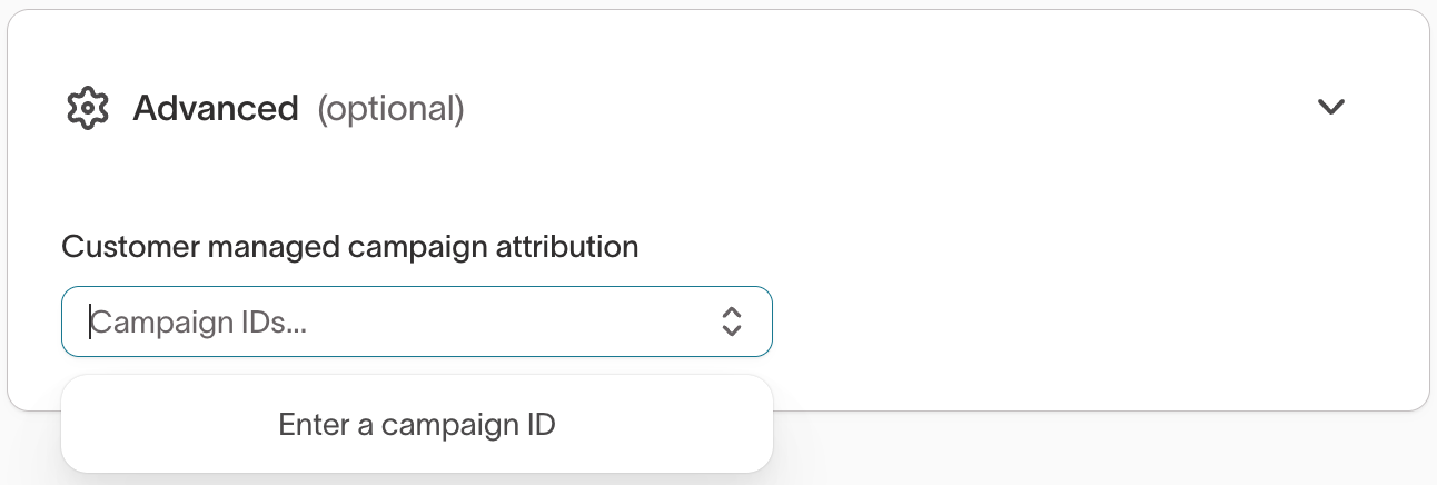 Advanced settings panel showing Campaign ID field