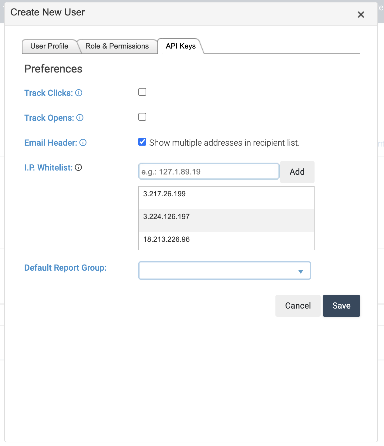 Fill out User Information and select role