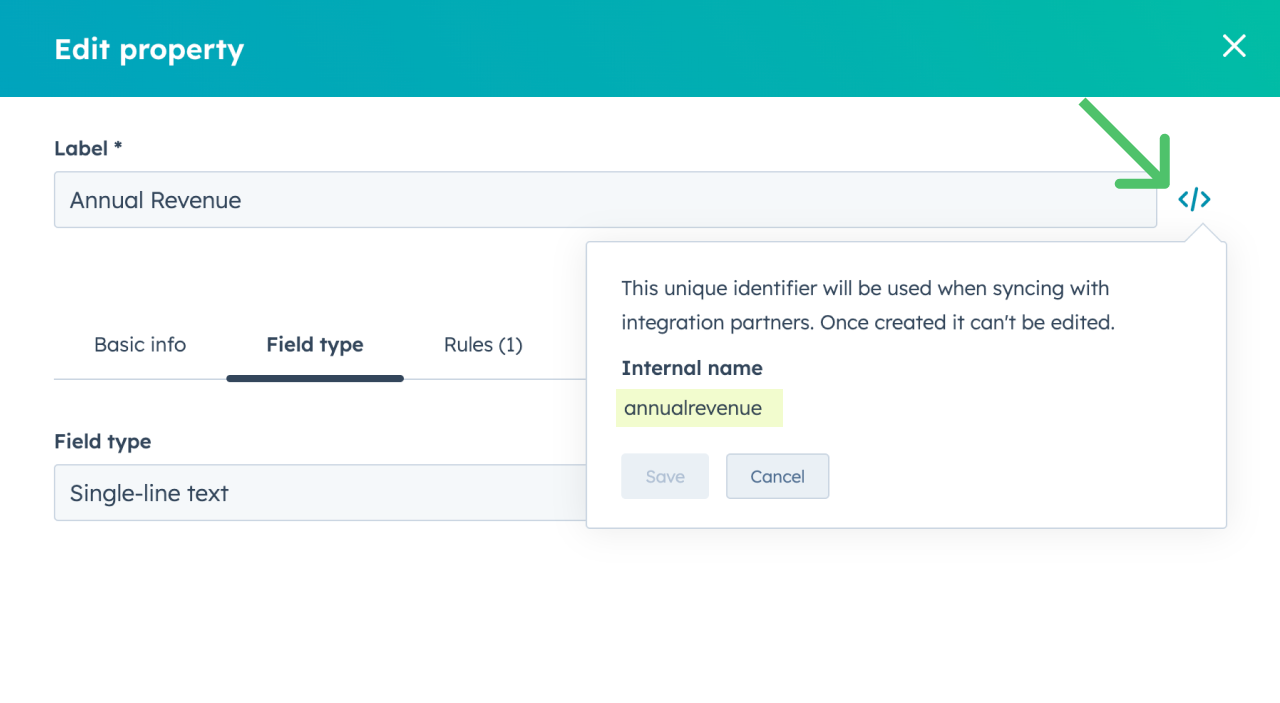 Inspecting a property's internal name