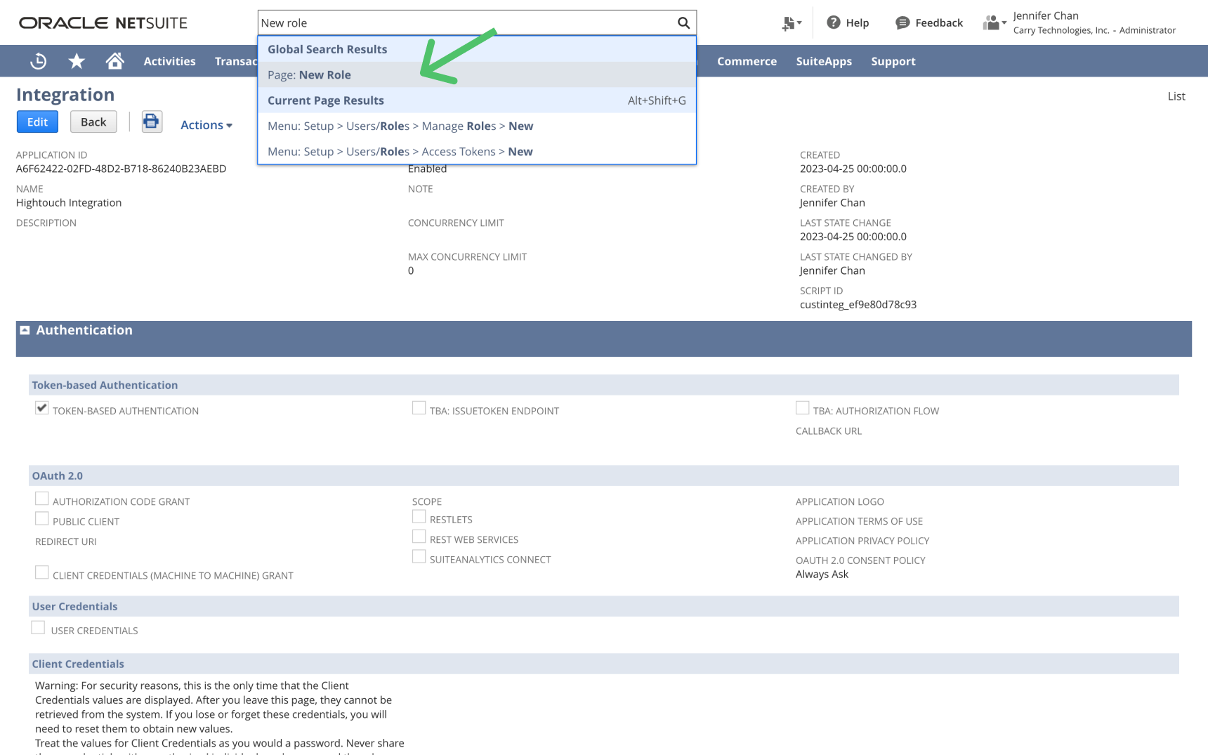 Global search in NetSuite