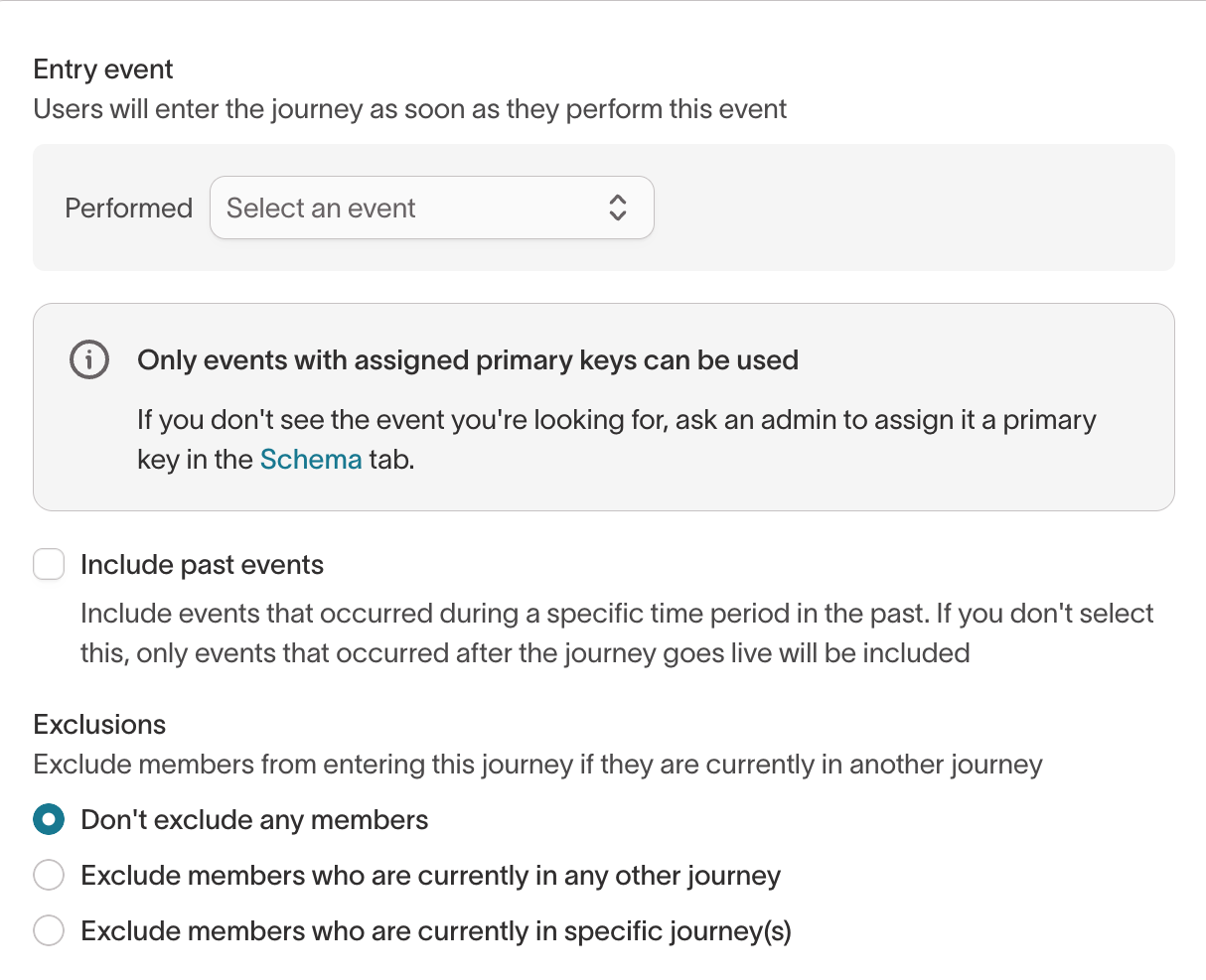 Event-based start configuration