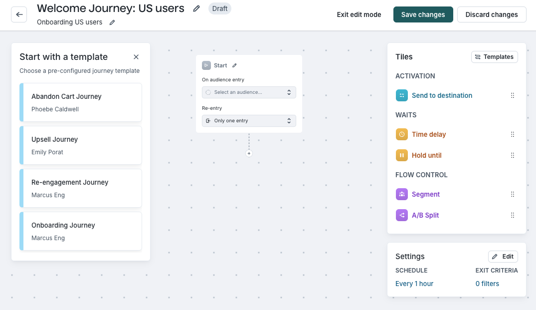 Apply a journey template to an audience