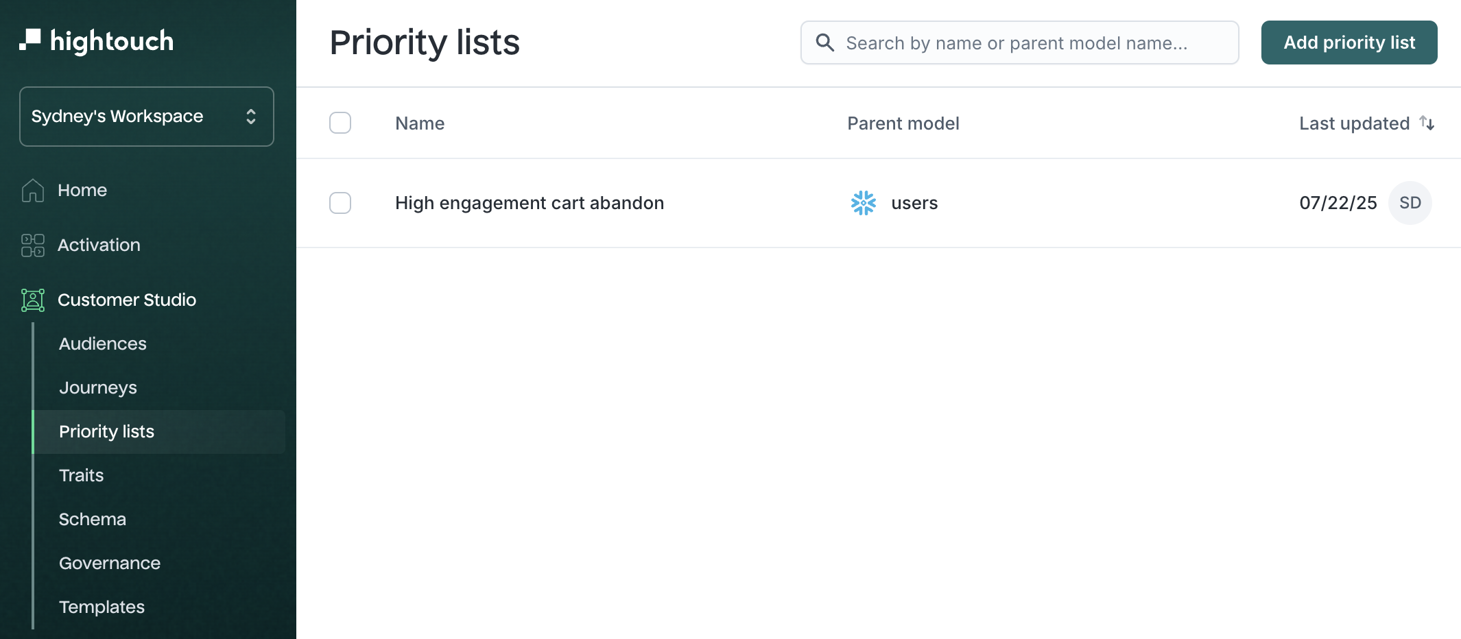 Priority lists