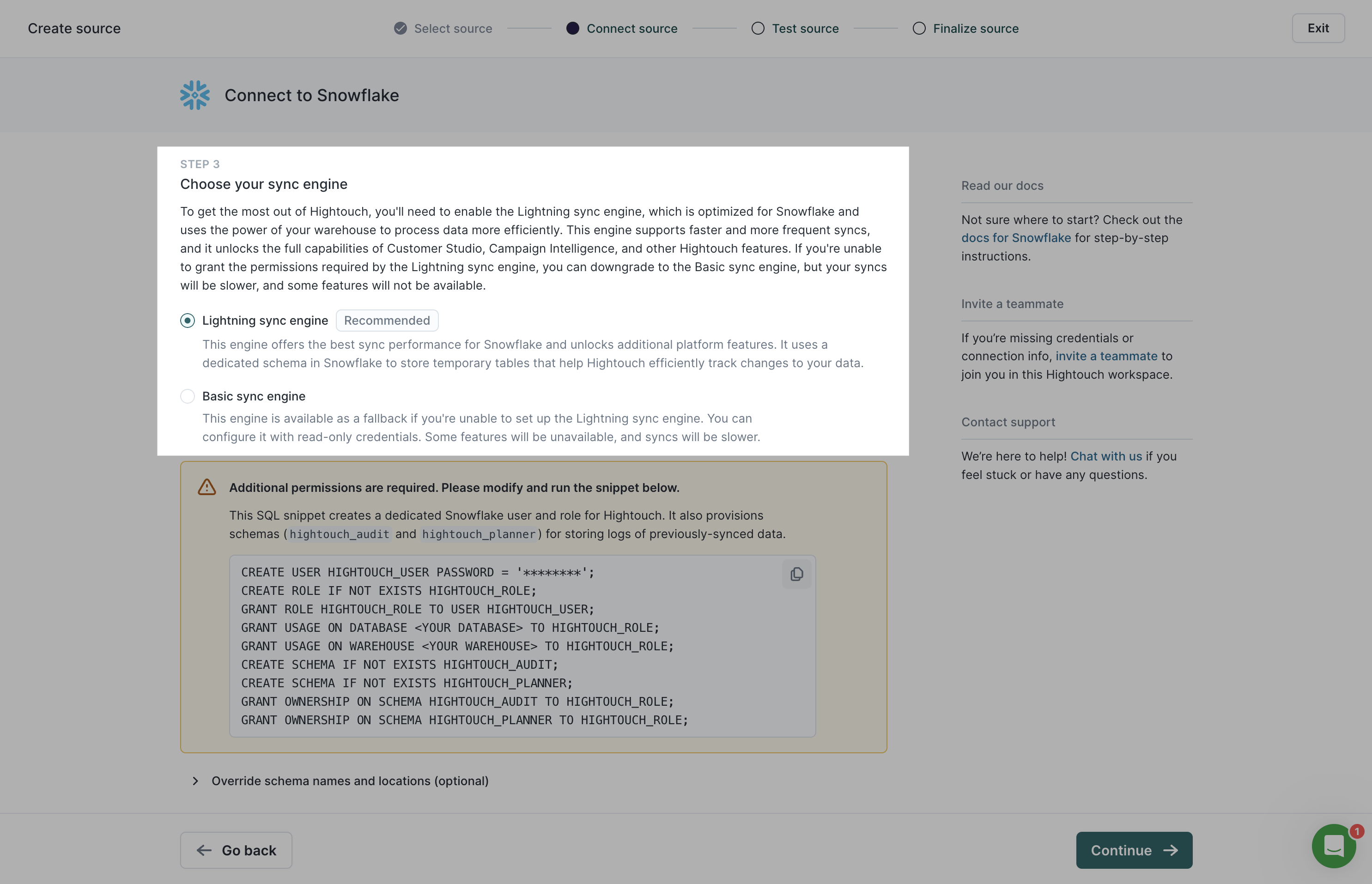 Choosing your sync engine in the Hightouch UI